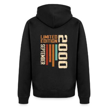 September 2000 Originelle Geschenkidee zum Geburtstag - Unisex Premium Bio Zip Hoodie - Schwarz - Hinten - Nico (187cm)