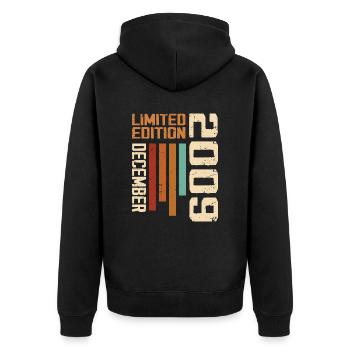 Dezember 2009 - 2009 Dezember - Unisex Premium Bio Zip Hoodie - Schwarz - Hinten - Nico (187cm)