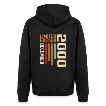 Dezember 2000 - 2000 Dezember - Unisex Premium Bio Zip Hoodie - Schwarz - Hinten - Nico (187cm)