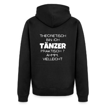 Theoretisch Tänzer - Unisex Premium Bio Zip Hoodie - Schwarz - Hinten - Nico (187cm)