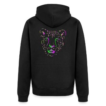 Gepard Raubkatze Afrika - Unisex Premium Bio Zip Hoodie - Schwarz - Hinten - Nico (187cm)