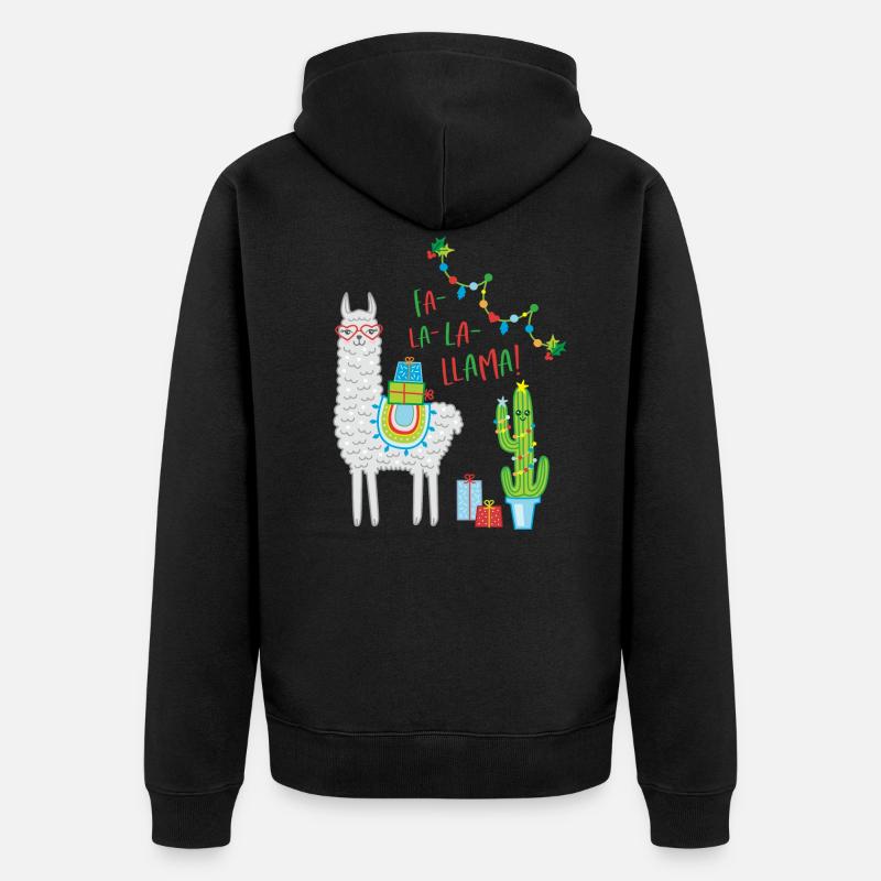 Fa la Llama Weihnachtspullover Weihnachtsgeschenk - Unisex Premium Bio Zip Hoodie - Schwarz