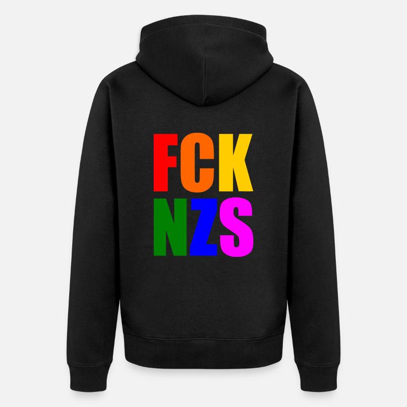 Fck nzs - Unisex Premium Bio Zip Hoodie - Schwarz
