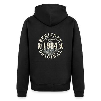 40. Geburtstag 2024 Berliner Original Geschenk - Unisex Premium Bio Zip Hoodie - Schwarz - Hinten - Nico (187cm)