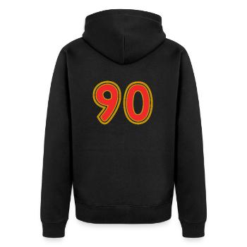 90. 90 ANS. 90e ANNIVERSAIRE. ANNIVERSAIRE 90 ANS. - Veste à capuche bio Premium Unisexe - noir - Dos - Nico (187cm)