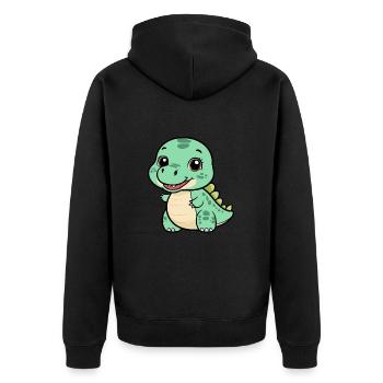 Mignon Dino avec un sourire - Vert - Veste à capuche bio Premium Unisexe - noir - Dos - Nico (187cm)