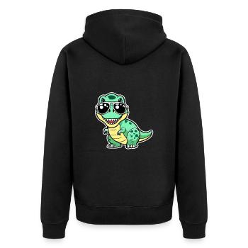 Dino with glasses - Cool - Unisex Premium Organic Zip Hoodie - black - Back - Nico (187cm)