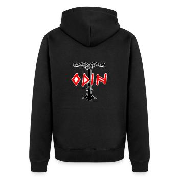 Odin.png - Unisex Premium Bio Zip Hoodie - Schwarz - Hinten - Nico (187cm)