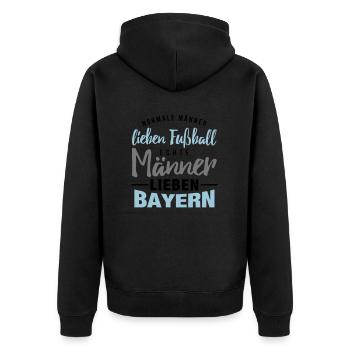 Echt Männer lieben Bayern - Unisex Premium Bio Zip Hoodie - Schwarz - Hinten - Nico (187cm)