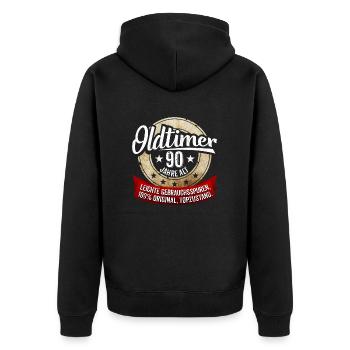 Zum 90. Geburtstag! - Unisex Premium Bio Zip Hoodie - Schwarz - Hinten - Nico (187cm)