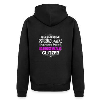 BELGISCHES KALTBLUT - Glitzer - Unisex Premium Bio Zip Hoodie - Schwarz - Hinten - Nico (187cm)