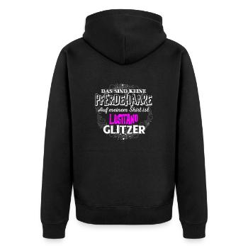 LUSITANO - Glitzer - Unisex Premium Bio Zip Hoodie - Schwarz - Hinten - Nico (187cm)