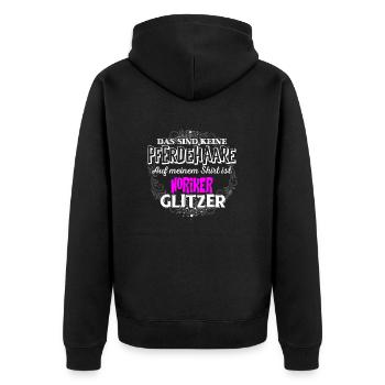 NORIKER - Glitzer - Unisex Premium Bio Zip Hoodie - Schwarz - Hinten - Nico (187cm)