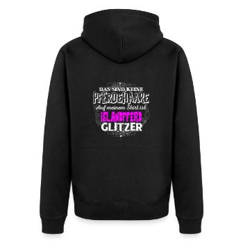 ISLANDPFERD - Glitzer - Unisex Premium Bio Zip Hoodie - Schwarz - Hinten - Nico (187cm)