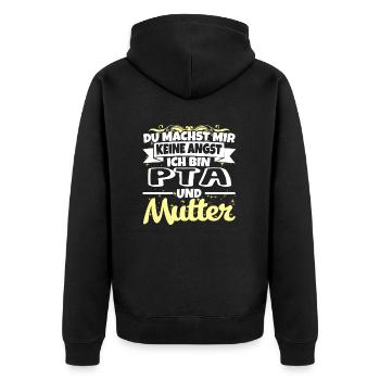 PTA und Mutter - Keine Angst - Unisex Premium Bio Zip Hoodie - Schwarz - Hinten - Nico (187cm)