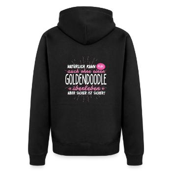 Niemals ohne GOLDENDOODLE - Unisex Premium Bio Zip Hoodie - Schwarz - Hinten - Nico (187cm)