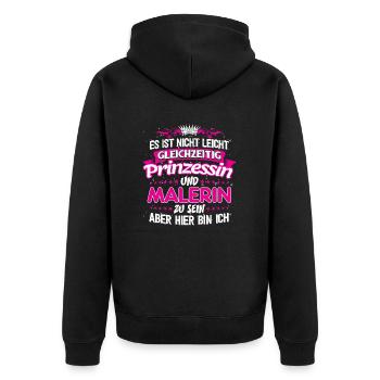 MALERIN - gleichzeitig Prinzessin - Unisex Premium Bio Zip Hoodie - Schwarz - Hinten - Nico (187cm)