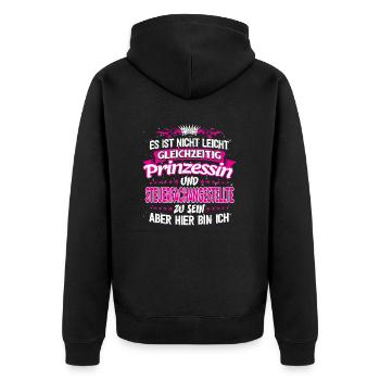 STEUERFACHANGESTELLTE - gleichzeitig Prinzessin - Unisex Premium Bio Zip Hoodie - Schwarz - Hinten - Nico (187cm)