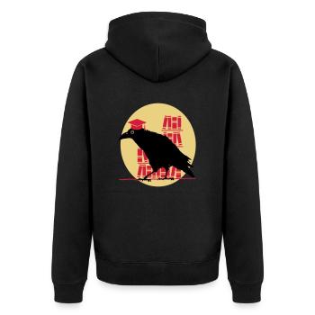 Dr. Crow - Unisex Premium Bio Zip Hoodie - Schwarz - Hinten - Nico (187cm)