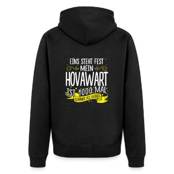 Hovawart Hund Geschenk 1000 - Unisex Premium Bio Zip Hoodie - Schwarz - Hinten - Nico (187cm)