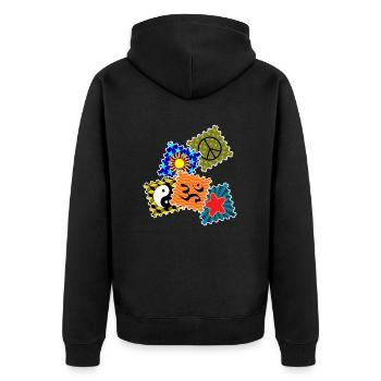 LSD Blotter__N002 - Unisex Premium Organic Zip Hoodie - black - Back - Nico (187cm)