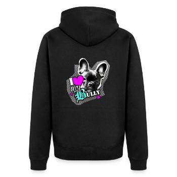 Bully - French Bulldog - Love - Unisex Premium Organic Zip Hoodie - black - Back - Nico (187cm)