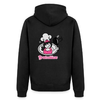 Köchin - Küche - Koch - grillen - Barbecue - 3C - Unisex Premium Bio Zip Hoodie - Schwarz - Hinten - Nico (187cm)