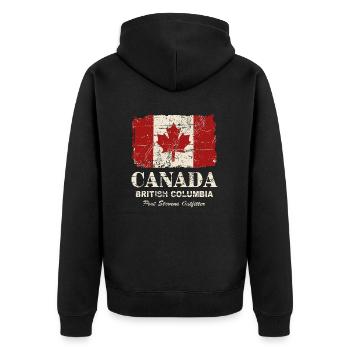 Canada Flag - Vintage Look - Unisex Premium Bio Zip Hoodie - Schwarz - Hinten - Nico (187cm)