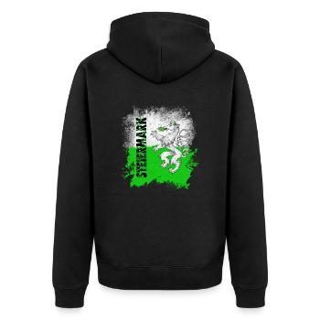 Steiermark Retro Style - Unisex Premium Bio Zip Hoodie - Schwarz - Hinten - Nico (187cm)