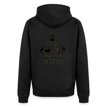 Jesus is my spotter gym - Veste à capuche bio Premium Unisexe - noir - Dos - Nico (187cm)