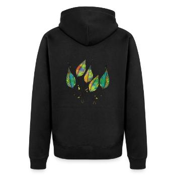 Leaves - Unisex Premium Organic Zip Hoodie - black - Back - Nico (187cm)