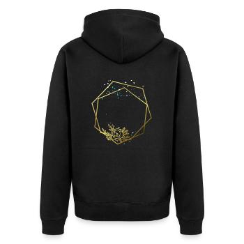 Frame Gold Rose Abstract Hexagon Hexagon - Unisex Premium Organic Zip Hoodie - black - Back - Nico (187cm)