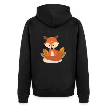Fuchs - Unisex Premium Bio Zip Hoodie - Schwarz - Hinten - Nico (187cm)