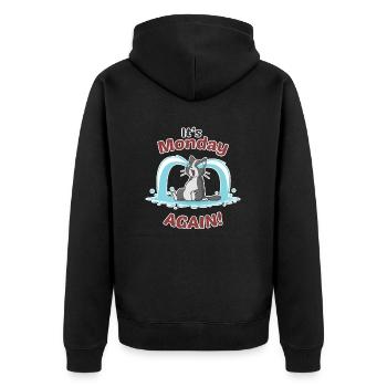 Es ist Montag - Unisex Premium Bio Zip Hoodie - Schwarz - Hinten - Nico (187cm)