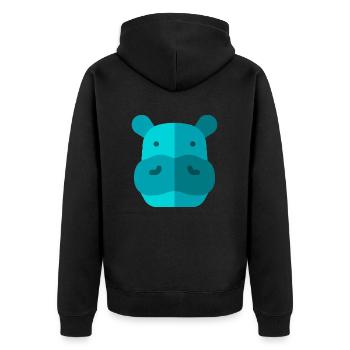 Nilpferd - Unisex Premium Bio Zip Hoodie - Schwarz - Hinten - Nico (187cm)