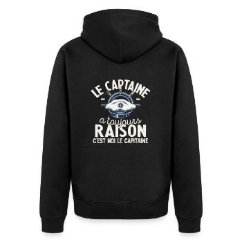 Le Capitaine A Toujours Raison C'est Moi Captain - Veste à capuche bio Premium Unisexe - noir - Dos - Nico (187cm)