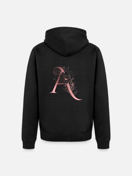 Letter A First name - Unisex Premium Organic Zip Hoodie - black