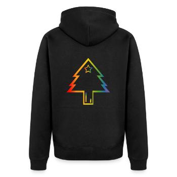 LGBT lgbtqi queer Weihnachtsbaum Regenbogen - Unisex Premium Bio Zip Hoodie - Schwarz - Hinten - Nico (187cm)