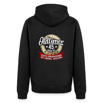 Zum 45. Geburtstag! - Unisex Premium Bio Zip Hoodie - Schwarz - Hinten - Nico (187cm)