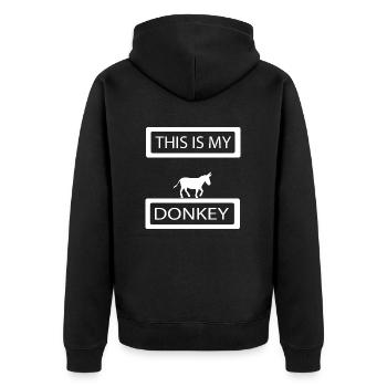 Donkey Esel - Unisex Premium Bio Zip Hoodie - Schwarz - Hinten - Nico (187cm)