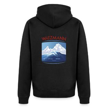 Watzmann Bayern Alps Berchtesgaden - Unisex Premium Bio Zip Hoodie - Schwarz - Hinten - Nico (187cm)