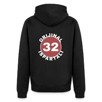 Isparta - Unisex Premium Bio Zip Hoodie - Schwarz - Hinten - Nico (187cm)
