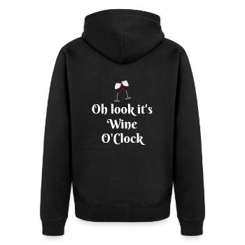 It s Wine O Clock - Unisex Premium Bio Zip Hoodie - Schwarz - Hinten - Nico (187cm)