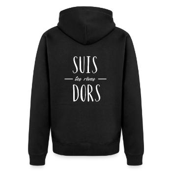 suis tes rêves dors - Veste à capuche bio Premium Unisexe - noir - Dos - Nico (187cm)