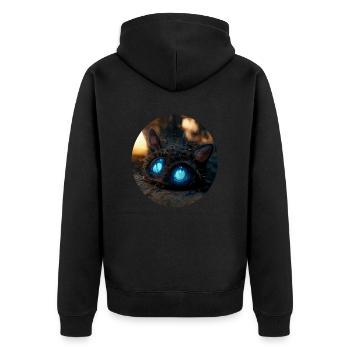 Maus mit großen blauen Augen - Unisex Premium Bio Zip Hoodie - Schwarz - Hinten - Nico (187cm)