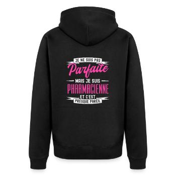 pas parfaite mais pharmacienne - Veste à capuche bio Premium Unisexe - noir - Dos - Nico (187cm)