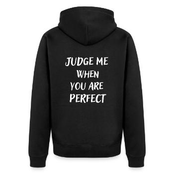 Judge me when - Unisex Premium Bio Zip Hoodie - Schwarz - Hinten - Nico (187cm)