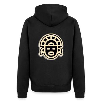 Maja Style 2 - Unisex Premium Bio Zip Hoodie - Schwarz - Hinten - Nico (187cm)