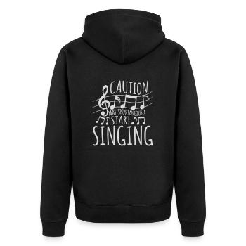 may spontaneously start singing - Unisex Premium Organic Zip Hoodie - black - Back - Nico (187cm)