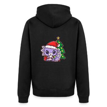 AXOLOTL CHRISTMAS DESIGN 3 - Unisex Premium Bio Zip Hoodie - Schwarz - Hinten - Nico (187cm)